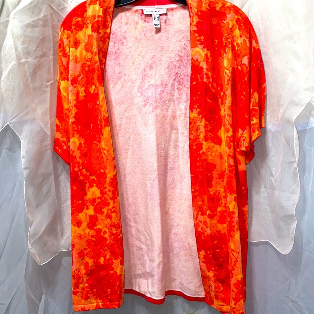 ISAAC MIZRAHI LIVE! QVC FLORAL SWEATER TOPPER SZ S